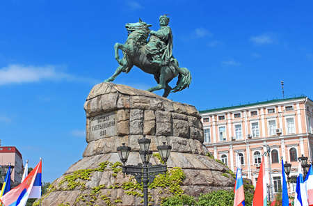 Hetman Bogdan Khmelnitsky statue on Sofievska Square in Kyiv, Ukraineのeditorial素材