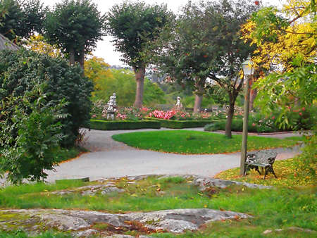 Garden in the autumn in Skansen, Stockholmの写真素材