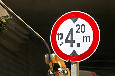 Red and white high limit road sign (4.2 m) in Israelの写真素材