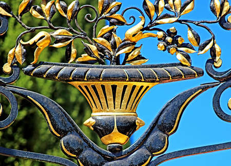 Decorative fence in Bahai garden in Haifa, Israelの写真素材