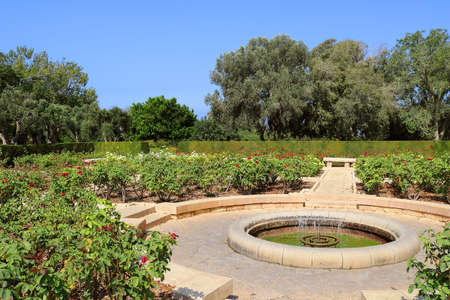 Rose garden, Park Ramat Hanadiv, Israel. The park is a family vault of Baron Edmond de Rothschild (1845-1934) and Baroness Adelaide de Rothschild (1853-1935)の写真素材