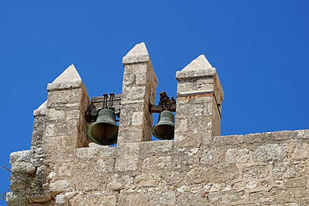 Bells against the sky in Beit Jimal (or Beit Jamal) Catholic monastery near Beit Shemesh, Israel