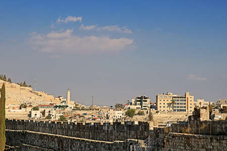 View of the houses and buildings of Jerusalem, Israelの写真素材
