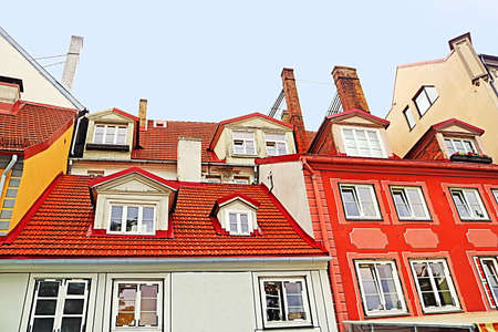 Roofs of buildings in old town, Riga, Latviaの写真素材