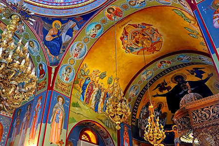 Interior of greek orthodox church of St. George, Kafr Cana (Kafr Kanna), Israel