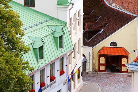 Entrance to Gustav Adolf Grammar School Museum, Tallinn, Estoniaのeditorial素材