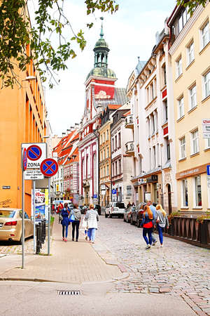 View of Marstalu Street, Riga, Latviaのeditorial素材