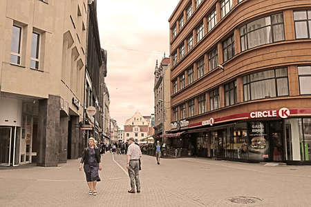 View of Kalku Street, Riga, Latviaのeditorial素材