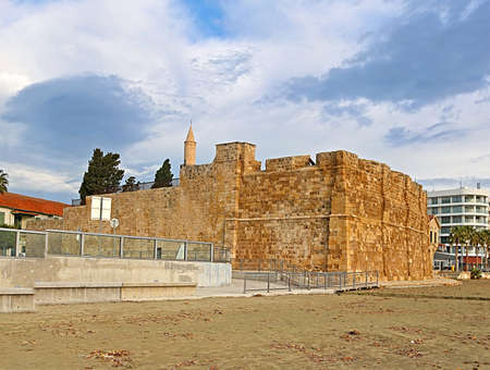 Larnaca Castle on Finikoudes boulevard in Larnaca, Cyprusのeditorial素材