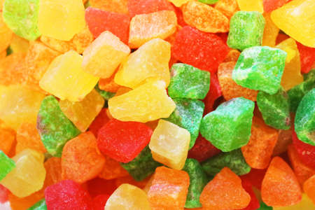 Colored candied fruit background, texture, closeupの写真素材