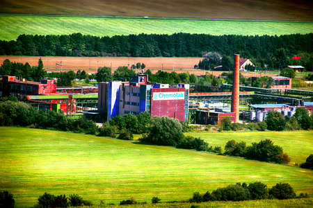 SMOLENICE, SLOVAKIA - AUGUST 31, 2019: Chemolak is part of the Industrial Chemical Manufacturing Industry. Chemical production near Little Carpathians started in year 1883. Earl Joseph Palffy started processing of wood by dry distillationのeditorial素材
