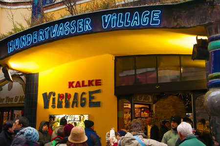 VIENNA, AUSTRIA - DECEMBER 30, 2007: Entrance to Hundertwasser Villageのeditorial素材