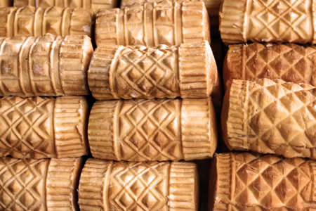 Oscypek cheese - traditional mountain product of Poland, Zakopane. Cheese is made of goat, cow and...