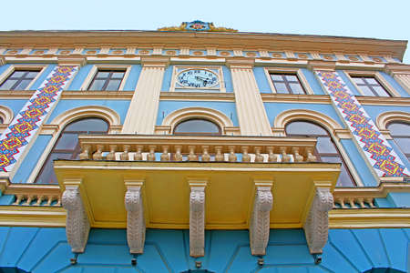 Central square. Municipality of the city. Architecture in the old town Chernivtsi. Western Ukraine
