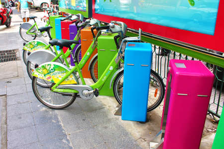Bangkok, Thailand - June 20, 2014: Pun Pun Bike Share. Bangkok Metropolitan Authority Project was...