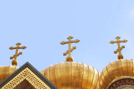 View of top of Church of Mary Magdalene, Jerusalem, Israelの写真素材