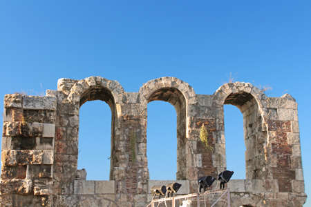 Arches of Odeon of Herodes Atticus from Acropolis, Athens, Greeceの写真素材