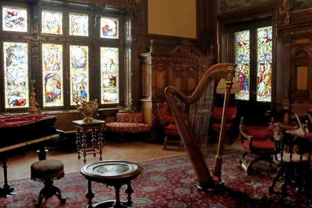 Sinaia, Romania - October 14, 2023: Interior of the beautiful Peles Castle