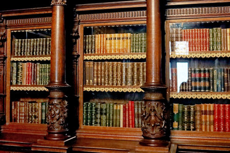 Sinaia, Romania - October 14, 2023: Interior of the beautiful Peles Castle. Libraryのeditorial素材