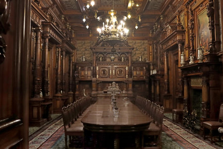 Sinaia, Romania - October 14, 2023: Interior of the beautiful Peles Castleのeditorial素材