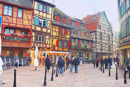 Colmar, France - December 21, 2023: Old town. Christmas timeのeditorial素材