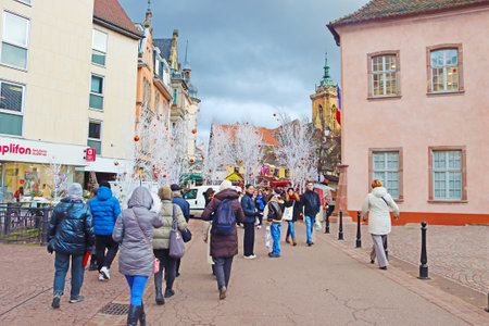 Colmar, France - December 21, 2023: Old town. Christmas timeのeditorial素材