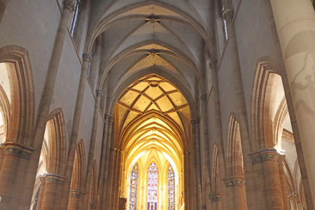 Colmar, France - December 21, 2023: Interior of St. Martin churchのeditorial素材