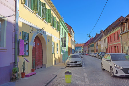Sibiu, Romania - October 14, 2023: Old streetのeditorial素材