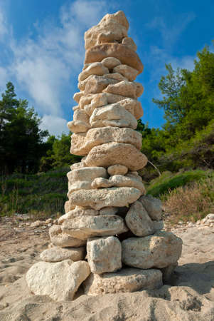 stone tower on the beachの写真素材