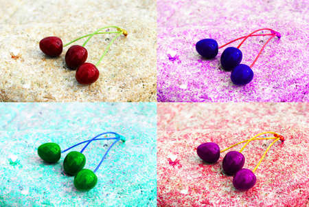 ripe cherries on a sea stone