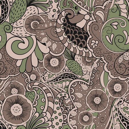 Dark brown drawing depicts natural motifs, plants, trees and forest. Easy mystery and natural mood.のイラスト素材