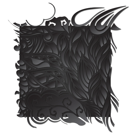 Tracery calming black isolated shape. Mehendi design. Neat even harmonious doodle texture. Ambitious bracing usable handmade, discreet curved doodling mehndi. Indifferent faded motif. Vector.のイラスト素材