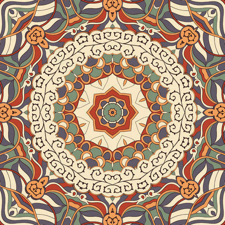 Tracery colorful pattern, Mehendi carpet design.のイラスト素材