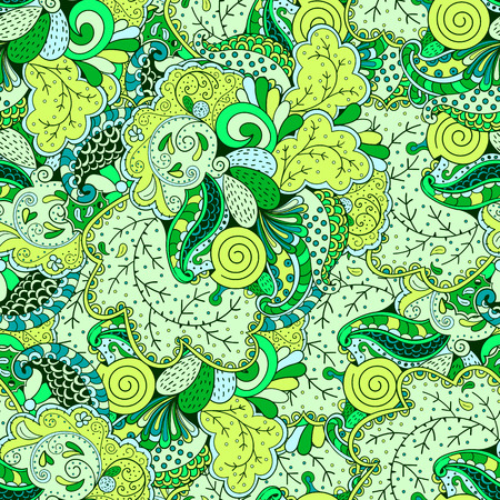 Tracery seamless calming pattern. Mehendi design. Ethnic colorful harmonious doodle texture. Indifferent discreet. Curved doodling mehndi motif. Vector.のイラスト素材