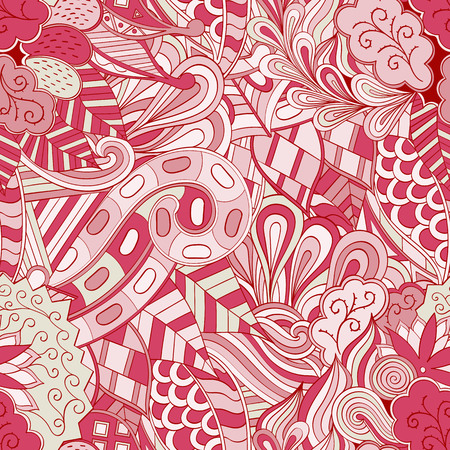 Tracery seamless calming pattern. Mehendi design. Ethnic colorful harmonious doodle texture.のイラスト素材