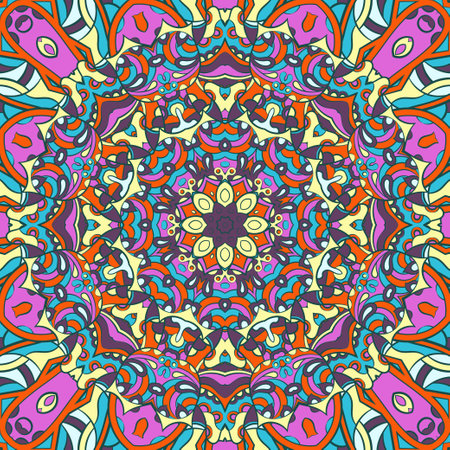 Seamless tile texture. Tracery mehndi design image. Ethnic doodle art. Curved doodling picture. Vector.のイラスト素材