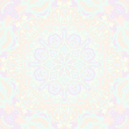 Seamless tile texture. Tracery mehndi design image. pastel. Ethnic doodle art. Curved doodling picture. Vector.のイラスト素材