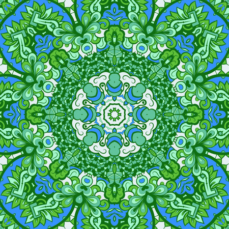 Seamless tile texture. Tracery mehndi design image. Ethnic doodle art. Curved doodling picture. Vector.のイラスト素材