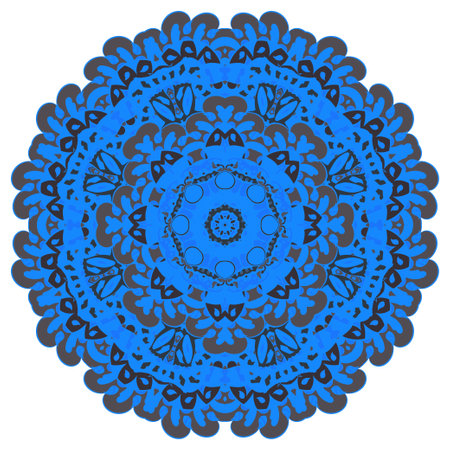 mandala. tracery wheel image. mehndi design. Dark toxic colors. Ethnic doodle art. Curved doodling picture. Vector.のイラスト素材