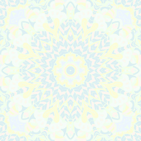 Seamless tile texture. Tracery mehndi design image. pastel. Ethnic doodle art. Curved doodling picture. Vector.のイラスト素材