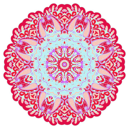 mandala. tracery wheel image. mehndi design. Ethnic doodle art. Curved doodling picture. Vector.のイラスト素材