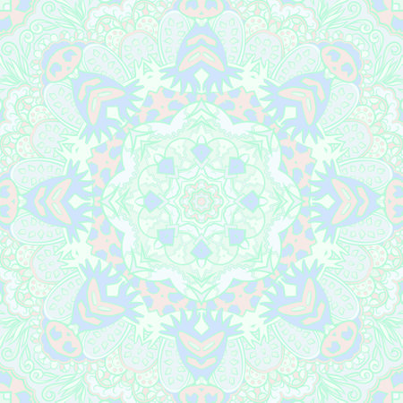 Seamless tile texture. Tracery mehndi design image. pastel. Ethnic doodle art. Curved doodling picture. Vector.のイラスト素材