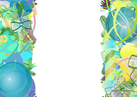 Background pattern abstract seamless design texture. vertical stripes. Border frame, transparent background. Theme is about season, tree, hair care, scissors, santa, abstract, razor blade.のイラスト素材