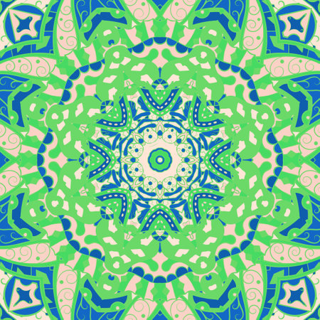 Seamless tile texture. Tracery mehndi design image. Ethnic doodle art. Curved doodling picture. Vector.のイラスト素材