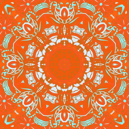 Seamless tile texture. Tracery mehndi design image. Ethnic doodle art. Curved doodling picture. Vector.のイラスト素材