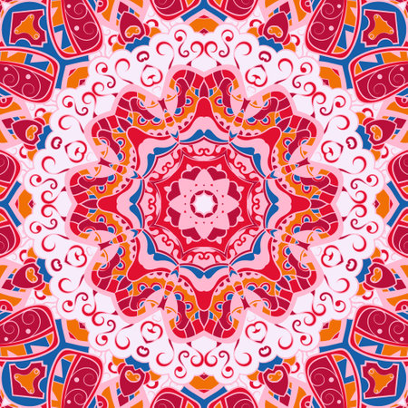 Seamless tile texture. Tracery mehndi design image. Ethnic doodle art. Curved doodling picture. Vector.のイラスト素材