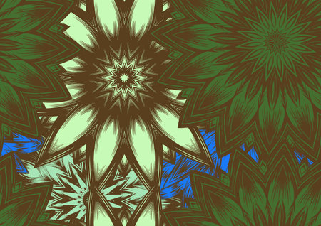 flowers. Seamless floral background. Tracery handmade nature ethnic fabric backdrop pattern. Textile design texture. decorative color art. Vector.のイラスト素材