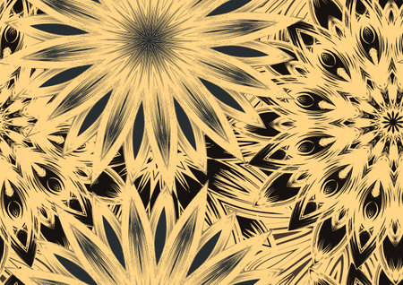 flowers. Seamless floral background. Tracery handmade nature ethnic fabric backdrop pattern. Textile design texture. decorative color art. Vector.のイラスト素材