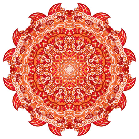 mandala. tracery wheel image. mehndi design. Ethnic doodle art. Curved doodling picture. Vector.のイラスト素材