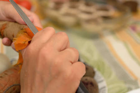 The process of preparing delicious dishes in details using a knife and special toolsの写真素材
